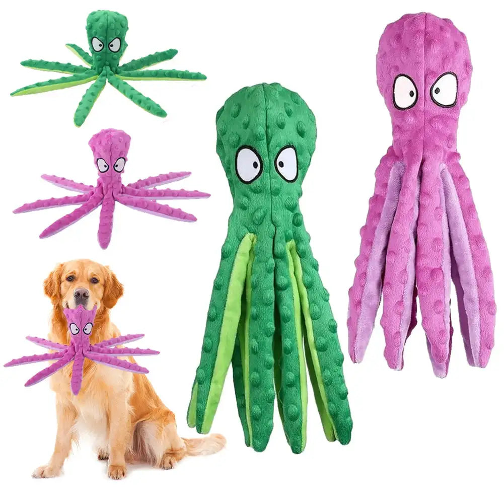 2Pcs Octopus No Stuffing Squeaky Plush Puzzle Dog Toy