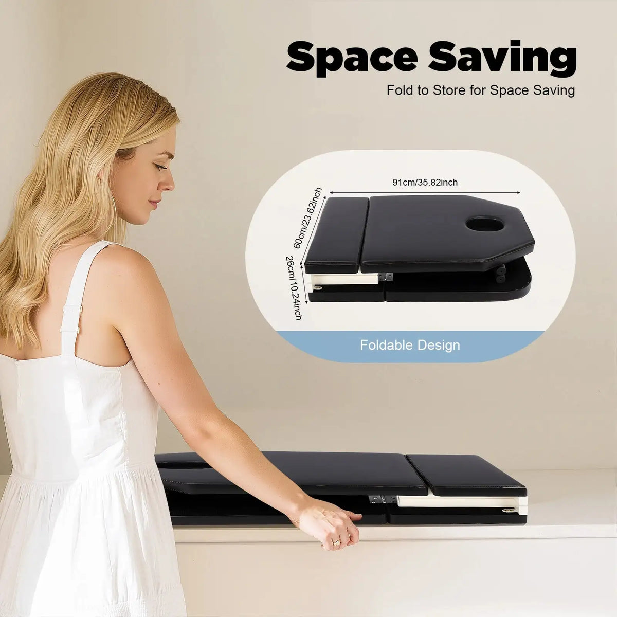 Foldable Massage Table With Pillow &ndash; Adjustable Backrest