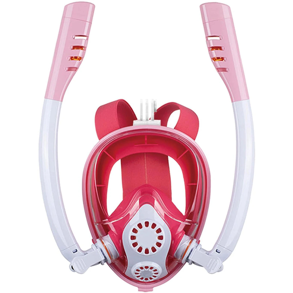 Kids Full Face Snorkel Mask - Dual Breathing Tubes Pink / XS