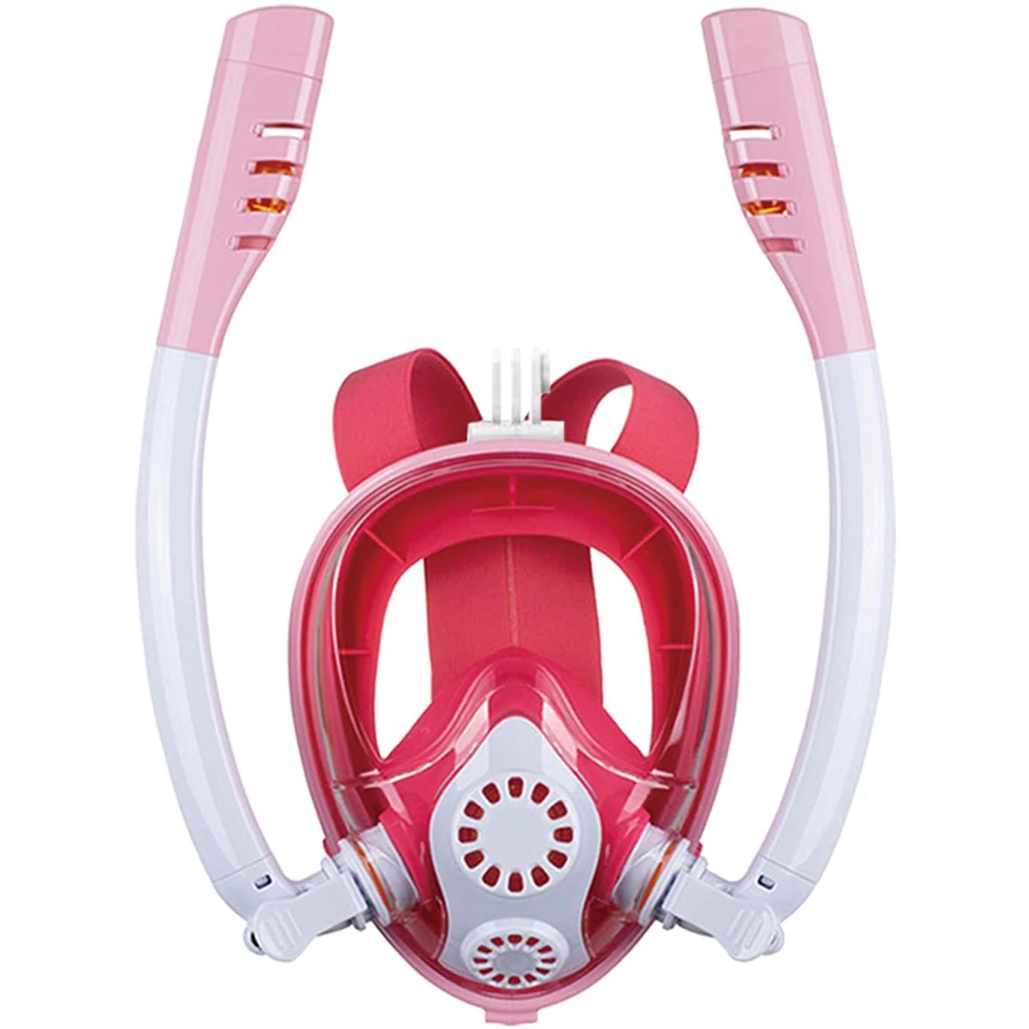 Kids Full Face Snorkel Mask - Dual Breathing Tubes Pink / XS