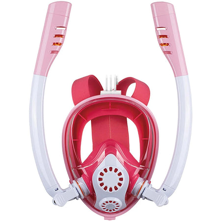 Kids Full Face Snorkel Mask - Dual Breathing Tubes Pink / XS
