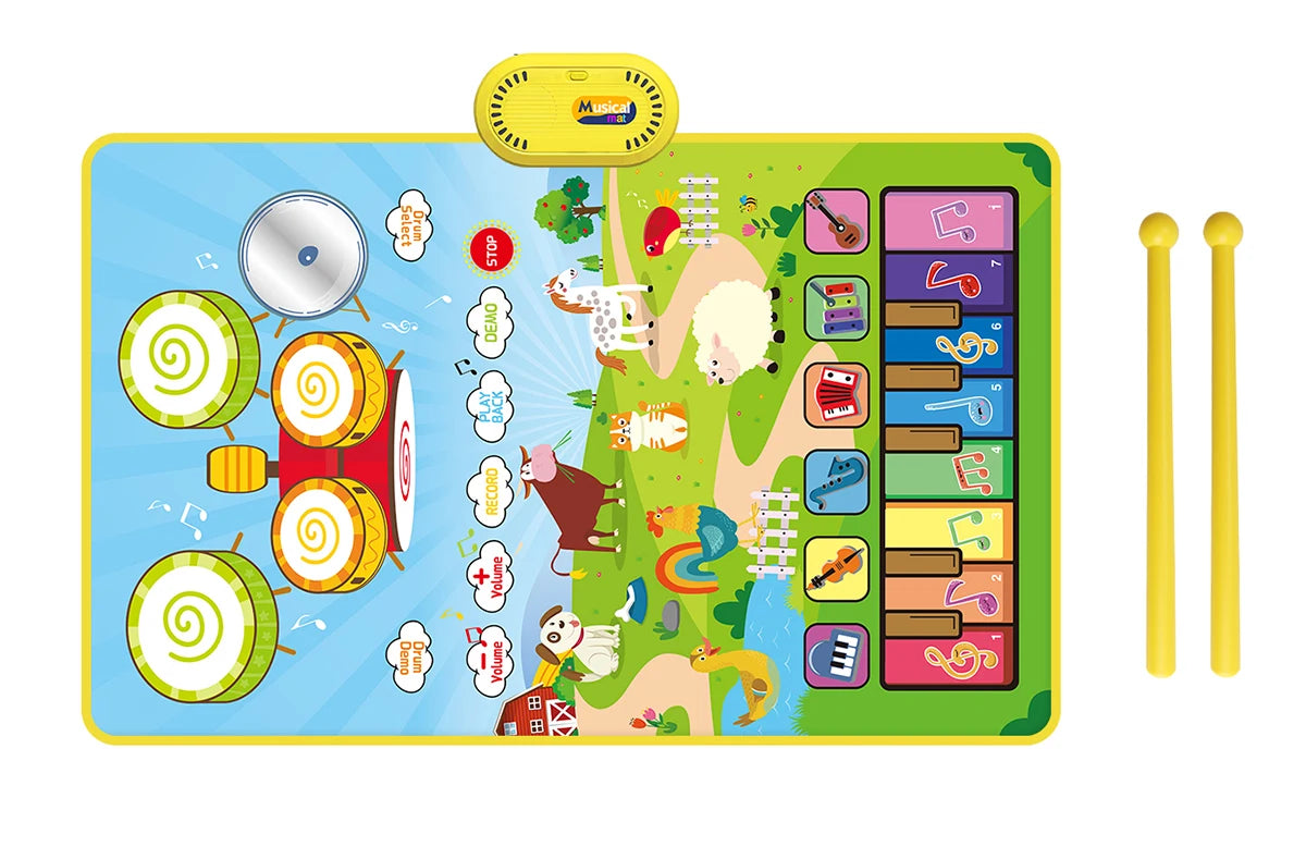 80x50cm Music Play Mat &ndash; Interactive Learning with 6 Instrument Sounds C 80x50cm