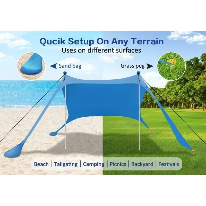 Windproof Pop Up Camping Tent - Ultralight Beach Sun Shade
