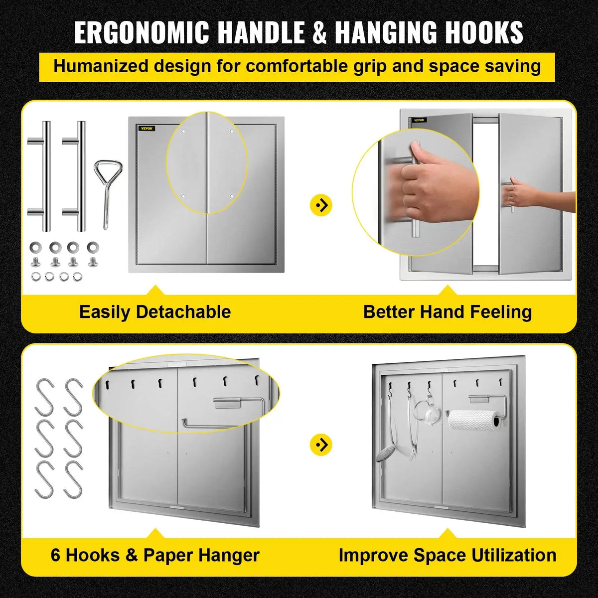 31x31in 304 Stainless BBQ Double Door Paper Holder