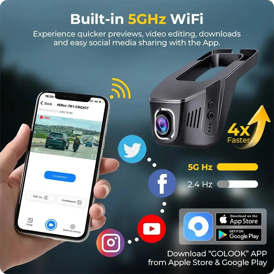 2K Full HD Dash Cam With 5G WiFi, Night Vision And Parking Monitor by InterCyprus Trading Ltd