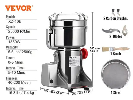 Electric Grain Mill Grinder 150 To 2500g For Spices 2500g 3750w swing / france