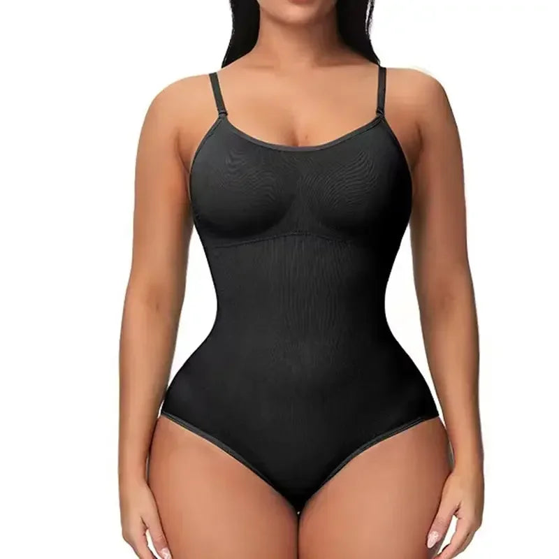 Solid Seamless Shaping Bodysuit for Tummy Control and Butt Lifting Black / 3XL