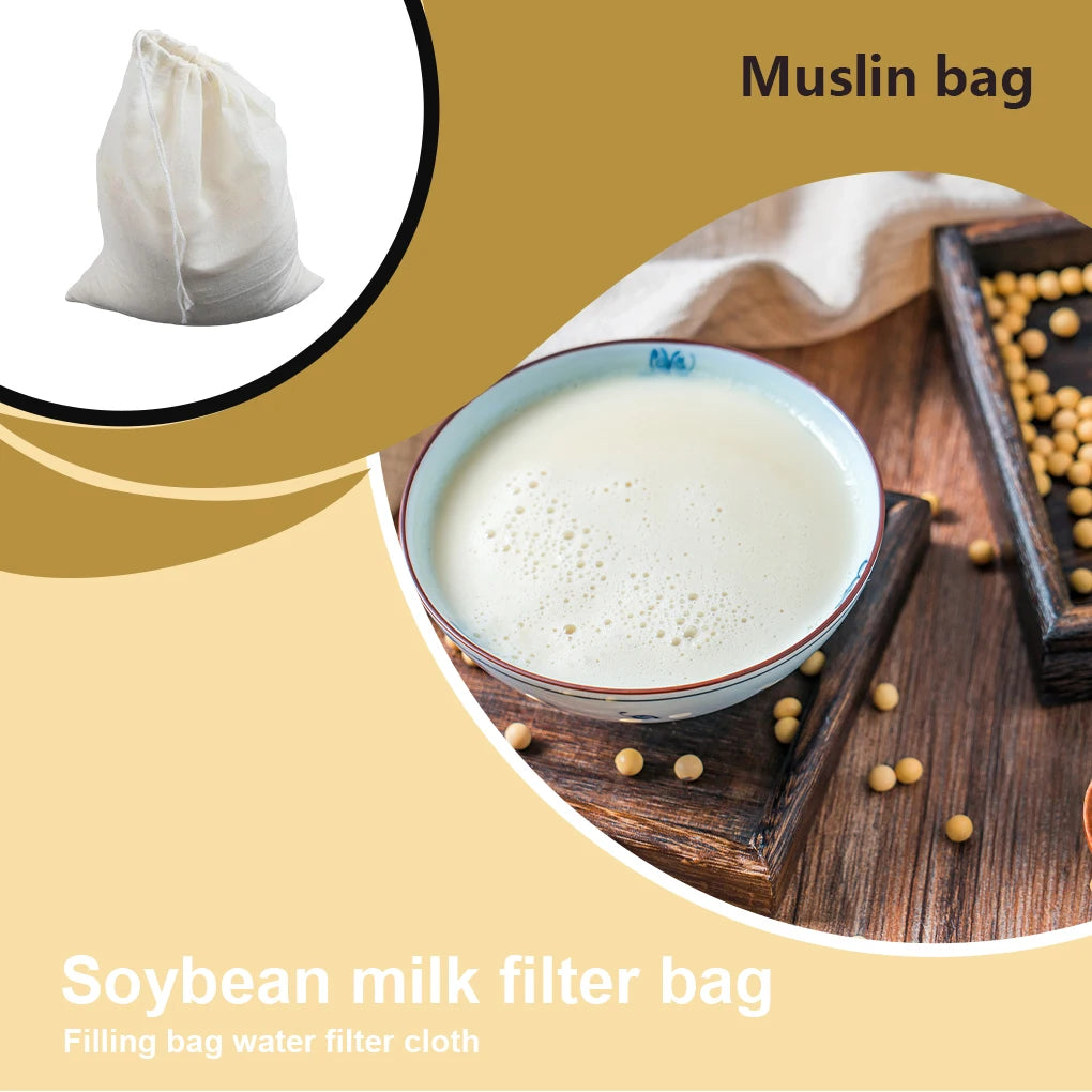 Reusable Cotton Cheese Cloth Bag for Nut Milk and Straining