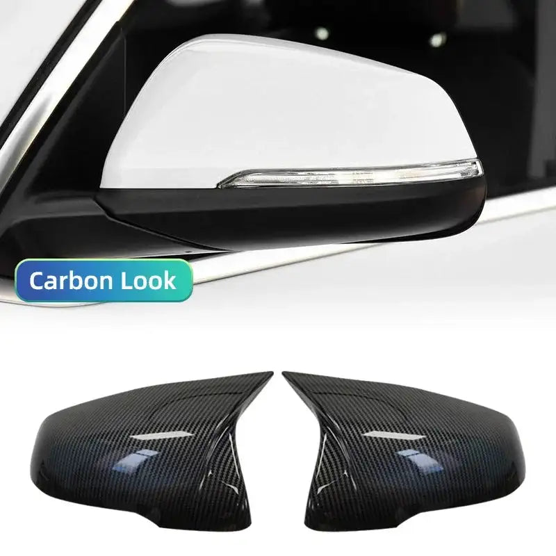 Glossy Black Mirror Wing Cover Caps For X1 X2 Z4 2 Series Carbon fiber pattern