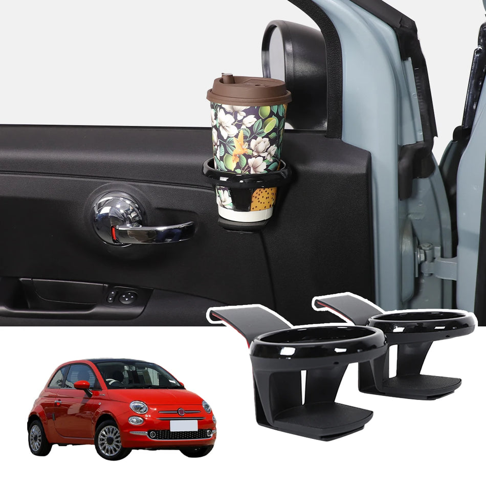 2 Adet Karbon Çelik Siyah Fiat 500 İç Kapı Bardak Tutucu