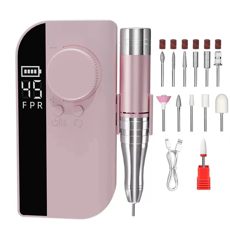 Portable Electric Nail Drill Pro &ndash; Long Battery Life and High Speed 45000RPM Pink B