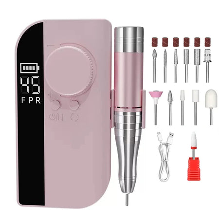 Portable Electric Nail Drill Pro &ndash; Long Battery Life and High Speed 45000RPM Pink B
