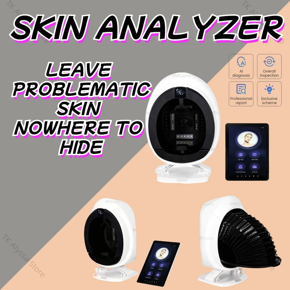 Αναλυτής UV Καθρέφτη Δέρματος 3D με Ξύλινο Φωτιστικό Ανάλυσης Ακμής