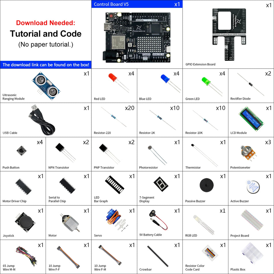 Kit de démarrage Freenove Arduino UNO R4 avec 172 pièces et 60 projets