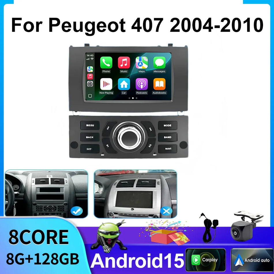 7-calowy radioodtwarzacz Android do Peugeota 407 z lat 2004-2010 z nawigacją GPS i odtwarzaczem wideo CarPlay