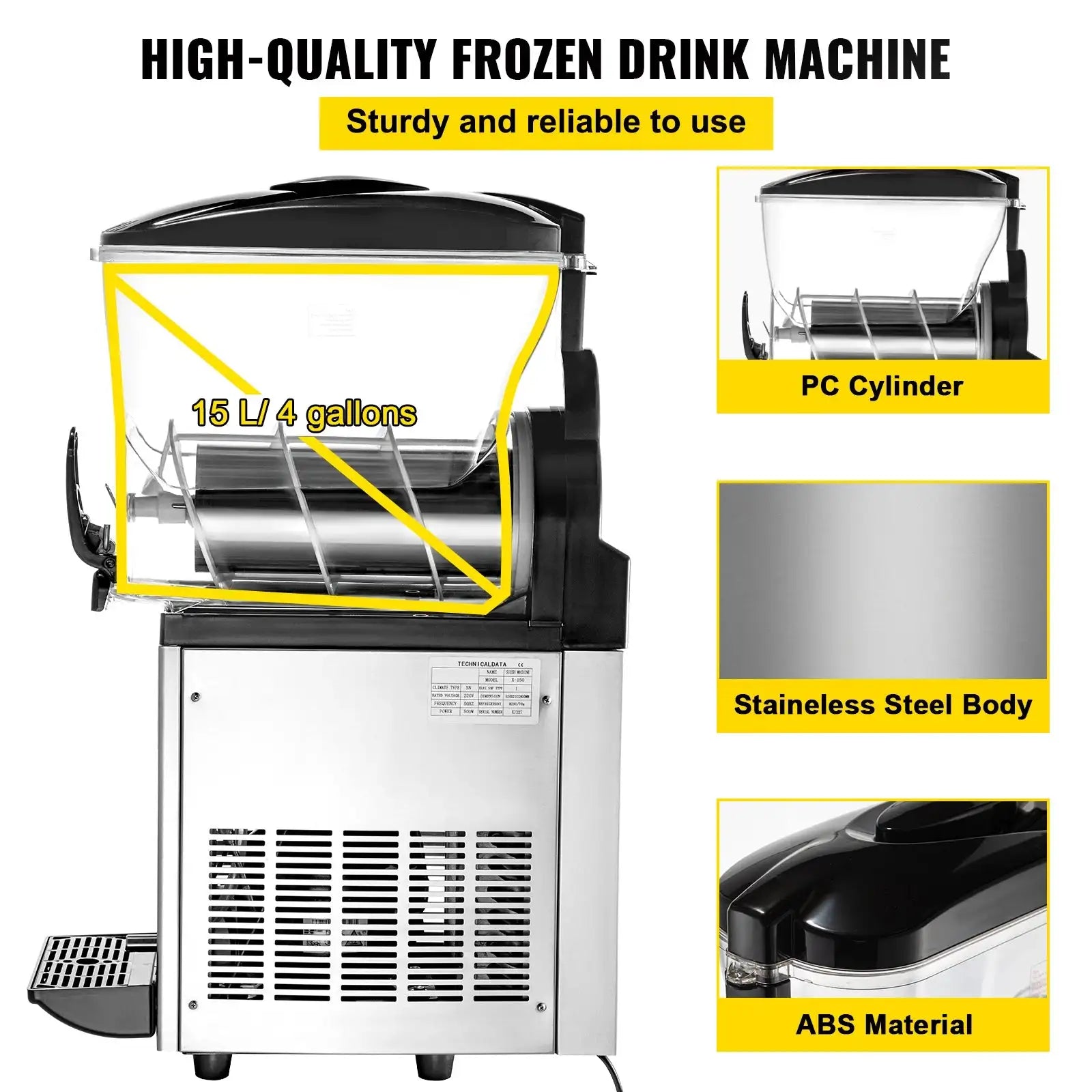 15L Slush Ice Machine Single Tank Stainless Steel Home Use