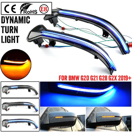 Dynamic LED Side Mirror Turn Signal Lights for BMW G20 G21 G28 by InterCyprus Trading Ltd