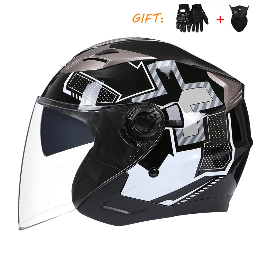BLDC 3/4 Open Face Motorcycle Helmet with Dual Visor for Men and Women 2 / M
