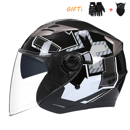 BLDC 3/4 Open Face Motorcycle Helmet with Dual Visor for Men and Women 2 / M