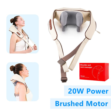 Foreverlily 26W Brushless Motor Neck And Shoulder Massager &ndash; Wireless Kneading Relaxation 20W-Brown