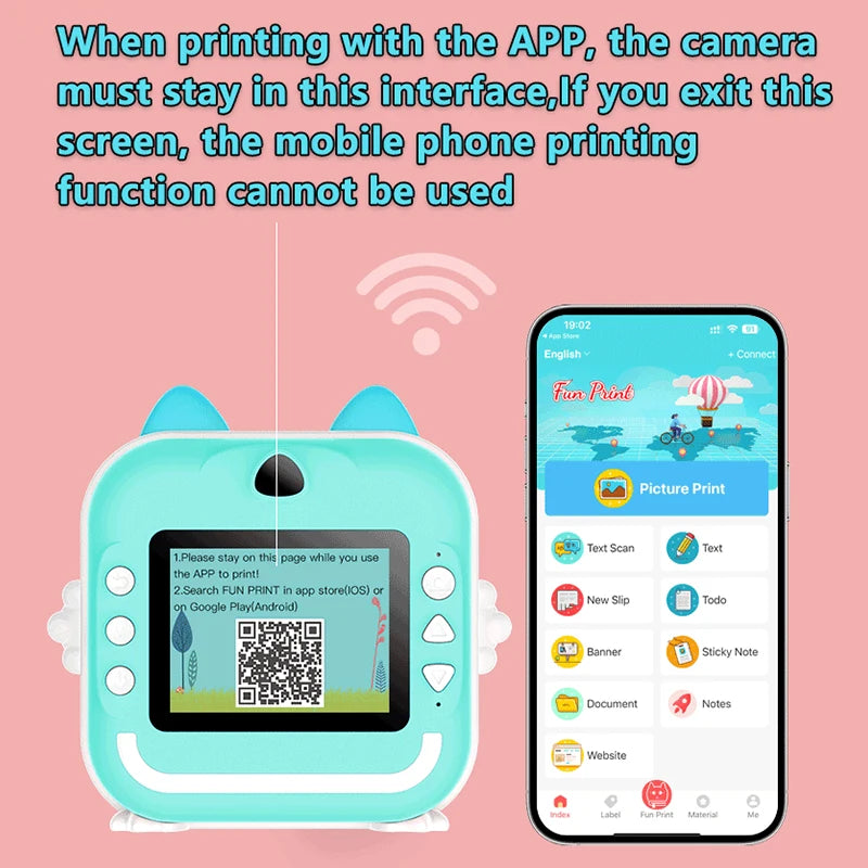 ZWN 1080P HD Instant Print Digital Camera for Kids with 32G Memory Card