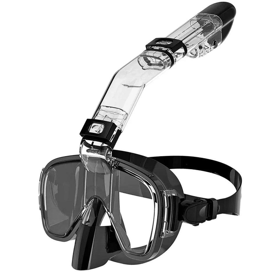 Underwater Snorkeling Half Face Mask Set - Fogless View Black / L/XL