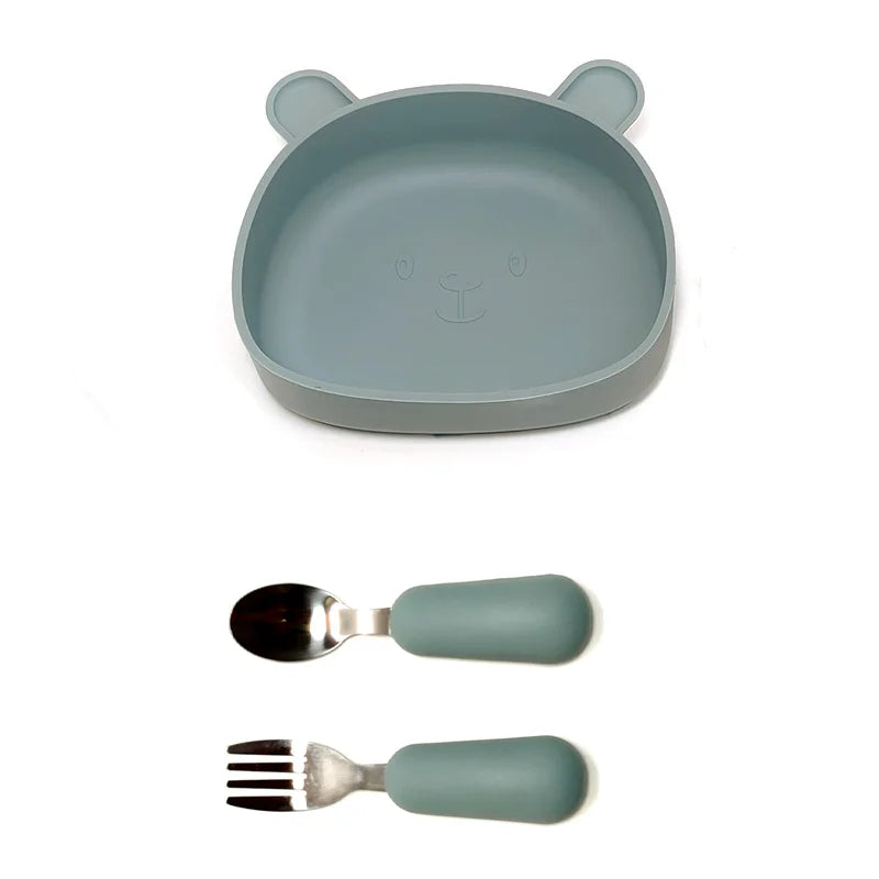 CZSAE Children's Dinnerware Set &ndash; Fall-Resistant Silicone Suction Bowl navy blue
