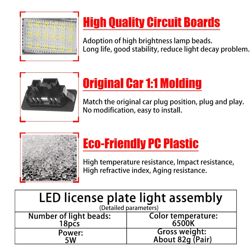 LED светлини за номер на Audi A1/A4/A7/A5/Q5/S5, водоустойчиви, без грешки в Canbus