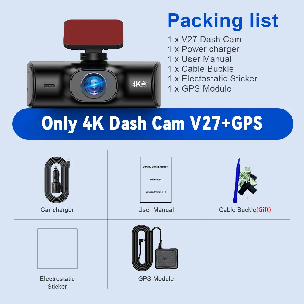 Soam 4K Full HD Dual Dash Camera V27-GPS / None