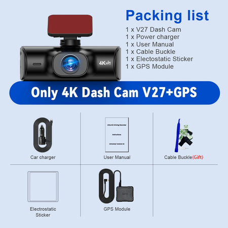 Soam 4K Full HD Dual Dash Camera V27-GPS / None