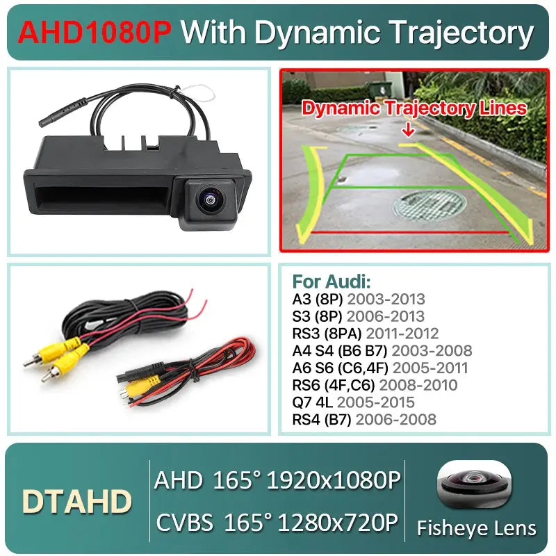 AHD 1080P 170° Car Rear View Trunk Handle Camera For Audi A1 A3 A4 A6 A6L S5 Q5 Q7 2005-2012 Vehicle Dynamic Trajectory by InterCyprus Trading Ltd