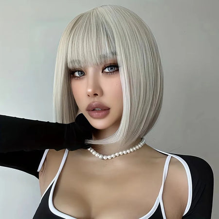 BeautyEnter Long Black Bangs Synthetic Wig for Cosplay and Daily Wear 60