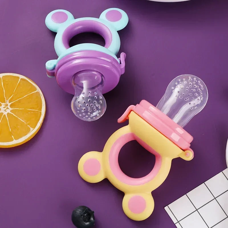 Cute Silicone Fresh Food Nibbler with Bear Ears for Infants