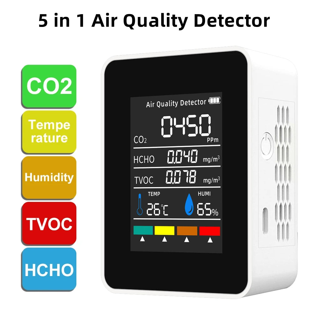5 In 1 Digital Air Quality Detector &ndash; Compact And Portable