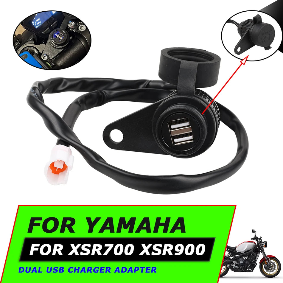 Yamaha XSR900 XSR700 Θύρα Φόρτισης USB, Διπλή USB, Μαύρος Αντάπτορας ABS