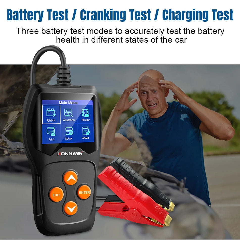 Professionele accutester voor 6V en 12V met conditiebewaking en diagnose