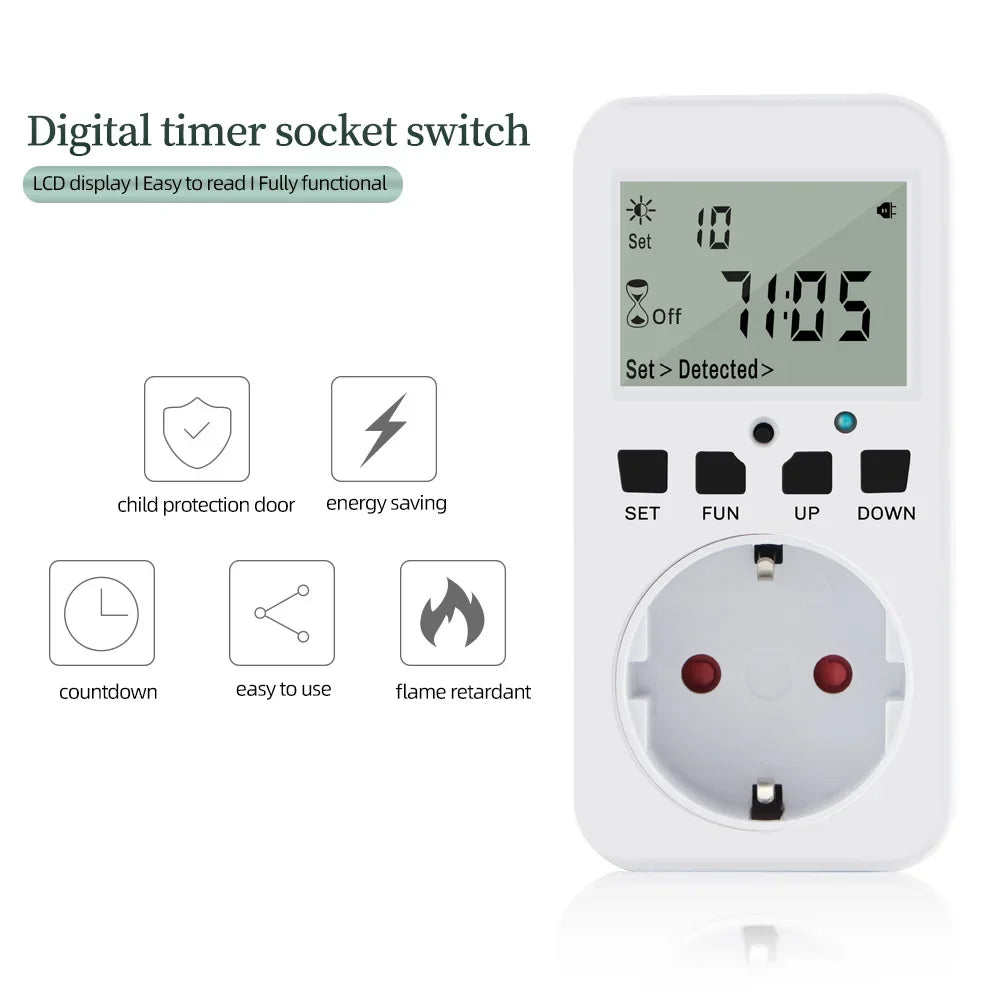 TM08 &ndash; Digital Timer Socket, Cycle Programmable Outlet