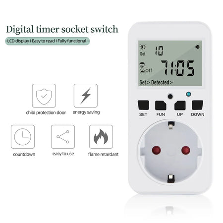 TM08 &ndash; Digital Timer Socket, Cycle Programmable Outlet