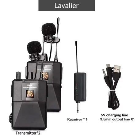 Wireless Lavalier Mic With Transmitter &ndash; LED Display 1 drag 2-Lavalier