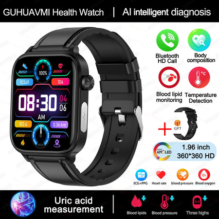AI Diagnostic Detector Smart Watch &ndash; Comprehensive Health Tracking Black-Leather / Health monitoring