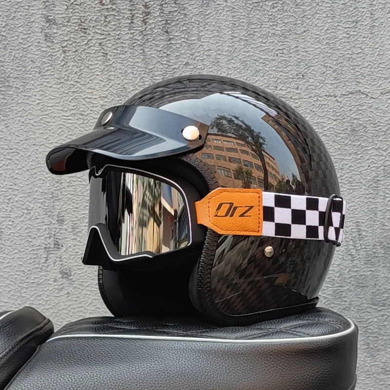 ORZ Carbon Fiber Retro Open Face Helmet &ndash; Ultra Lightweight