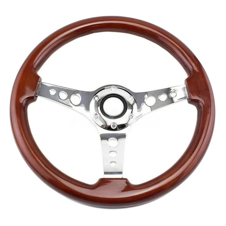 Universāls cietā koka ātrās atbrīvošanas stūres rats 14 collas 350mm retro sporta