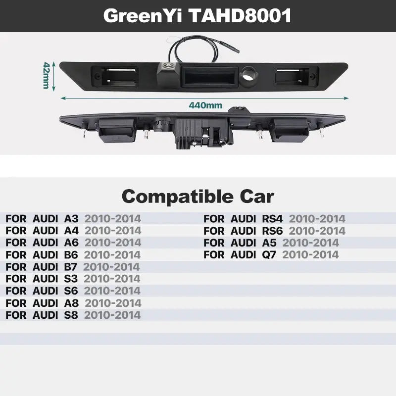 GreenYi AHD Dynamic Trajectory Trunk Handle Camera For VW Passat CC Golf Polo Jetta Cayenne Tiguan Skoda Octavia Fabia Yeti Audi by InterCyprus Trading Ltd