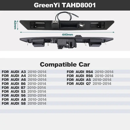 GreenYi AHD Dynamic Trajectory Trunk Handle Camera For VW Passat CC Golf Polo Jetta Cayenne Tiguan Skoda Octavia Fabia Yeti Audi by InterCyprus Trading Ltd