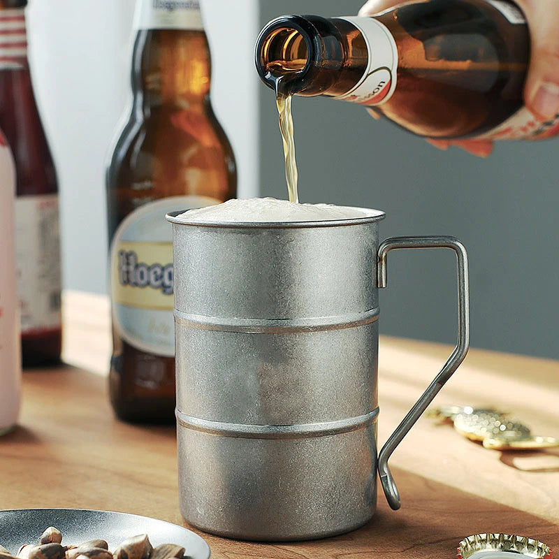 Retro Oil Barrel Mug Coffee Cup - Durable Stainless Steel