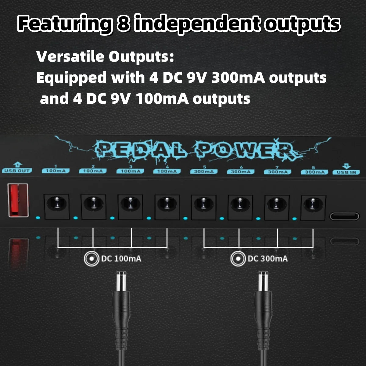 Guitar Pedal Power Supply Portable &ndash; 8 Isolated DC Outputs