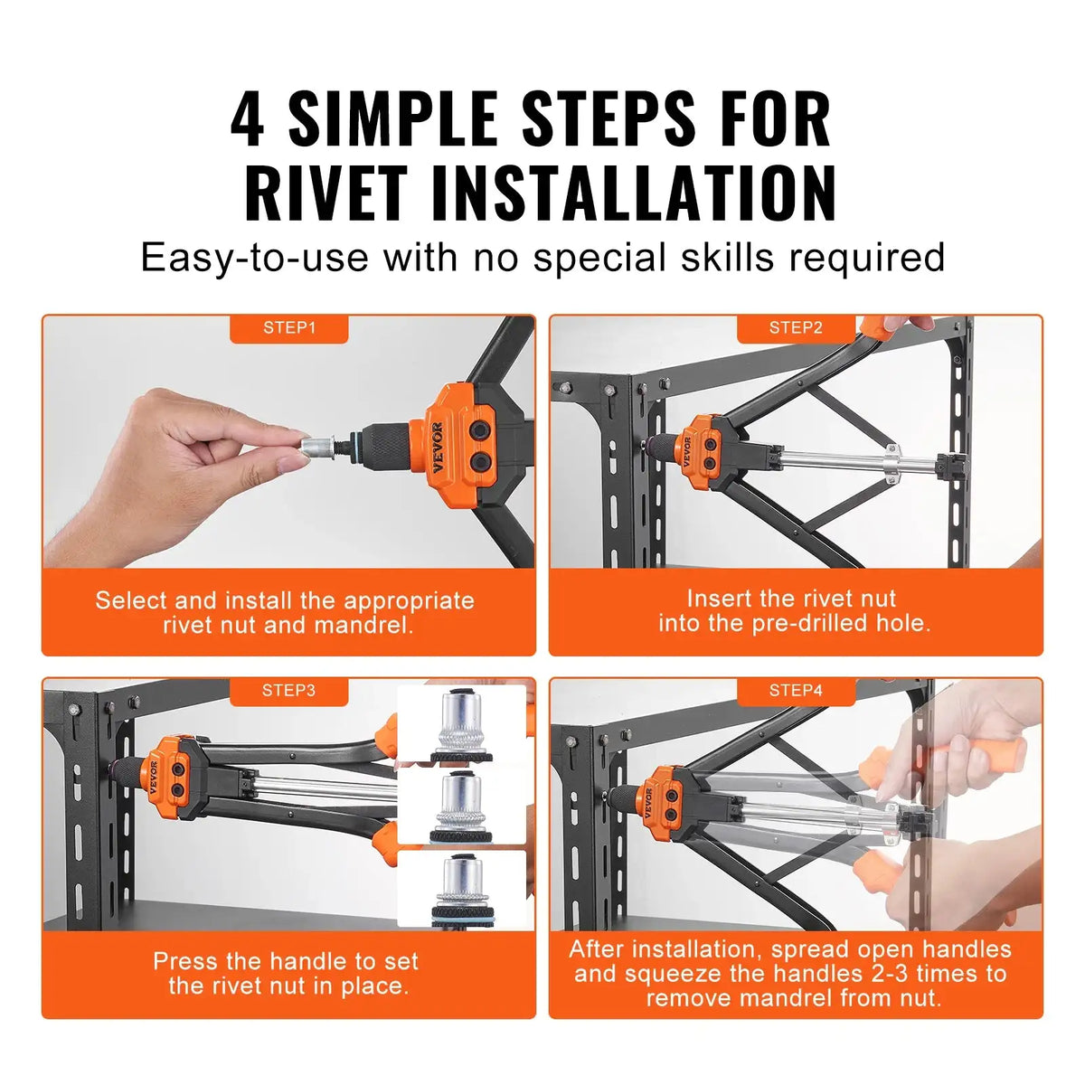 14/16 Rivet Nut Tool Kit &ndash; Metric And SAE Mandrels