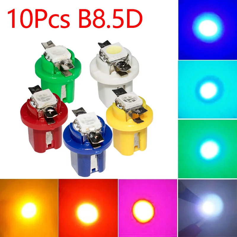 10Pcs 12V LED T5 B85D Car Dashboard Warning Indicator Bulbs