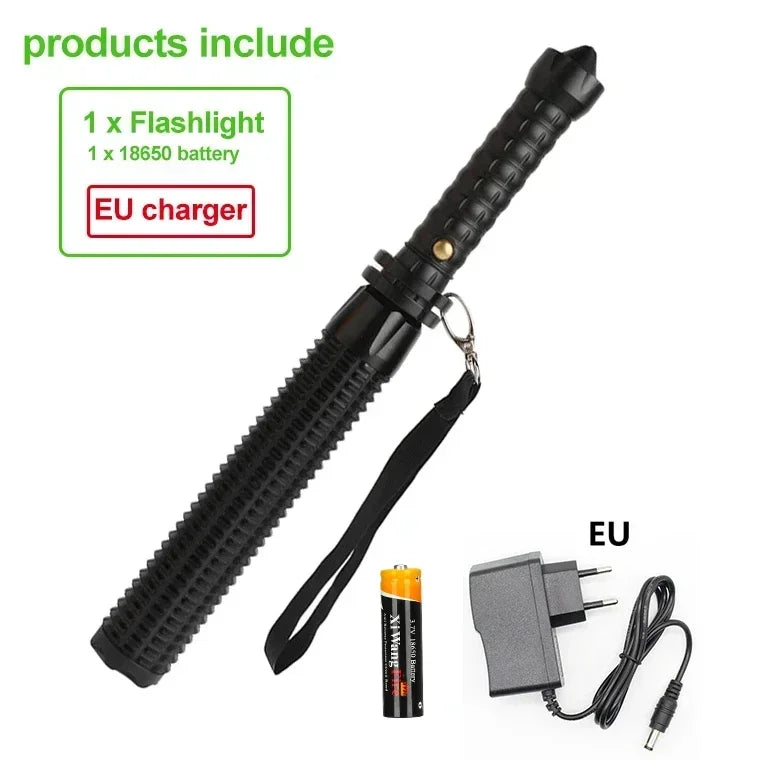 Baseball Bat LED Self-Defense Flashlight &ndash; Telescopic Zoom black-EU charger