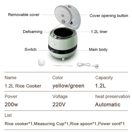 Compact 1.2L Electric Rice Cooker